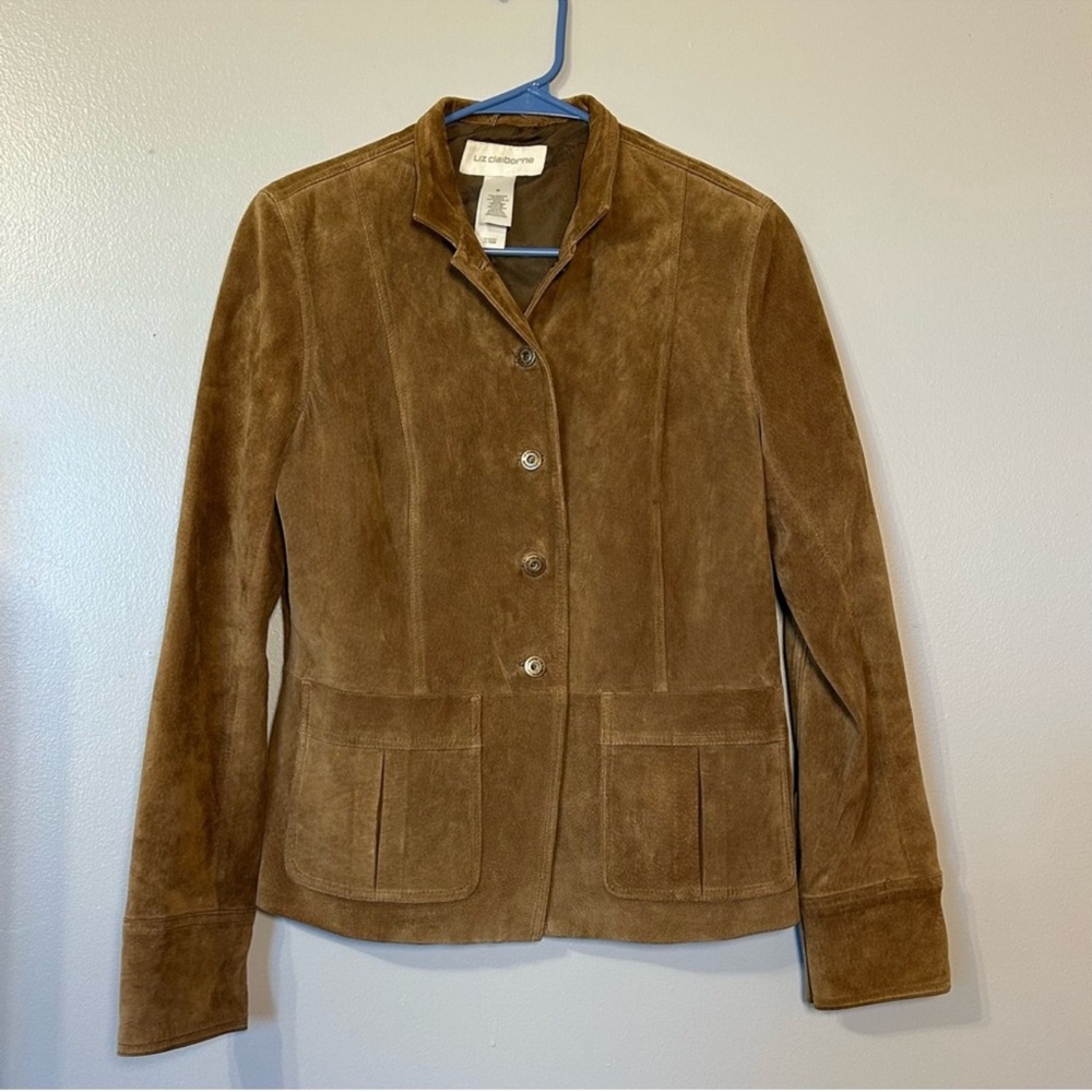 Vintage Liz Claiborne 100% Suede Jacket Camel Brown color, Hippie, western style